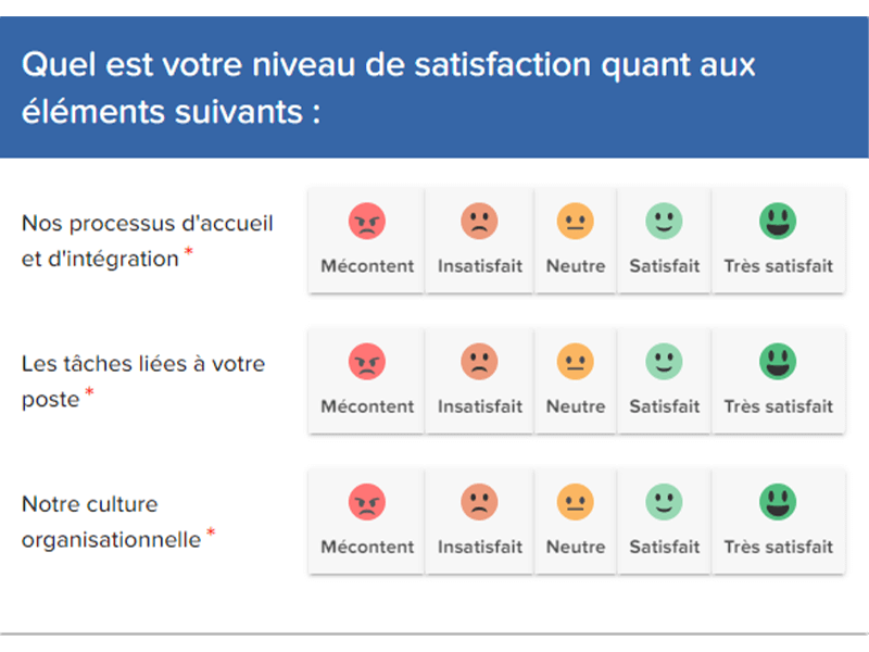 Questionnaire satisfaction nouveaux employes